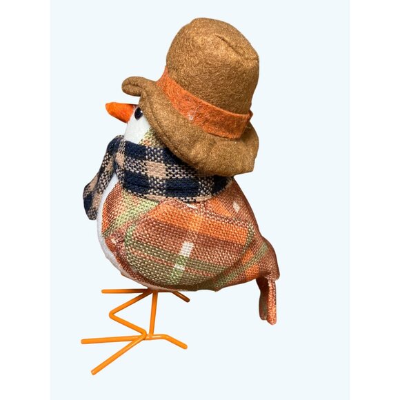 Harvest Autumn Fall Fabric Felt Bird Plaid Scarf Hat Holiday Decor - Picture 5 of 9